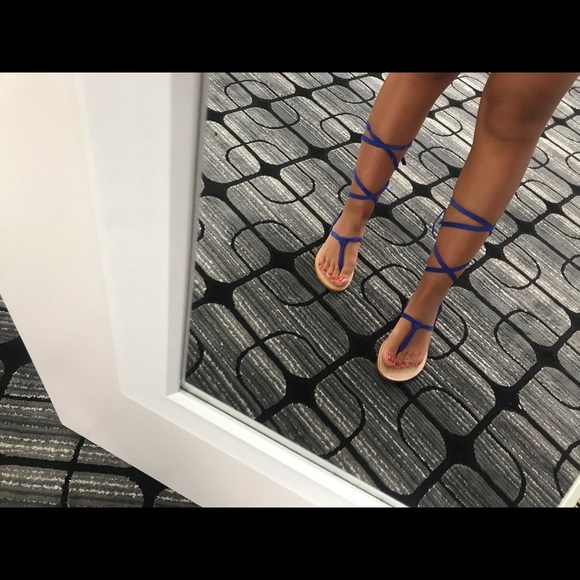 One of a kind handmade tie up sandals - Picture 3 of 5